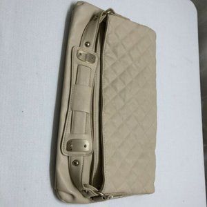 Express quilted ivory faux leather fold over clutch night out dinner party EUC